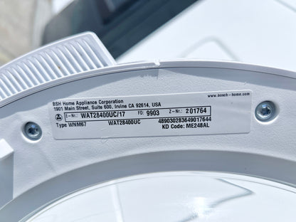 24 Inch Bosch 300 Series Front Load Washer and Electric Dryer Set , WAT28400UC , WTG86400UC, White , 444423