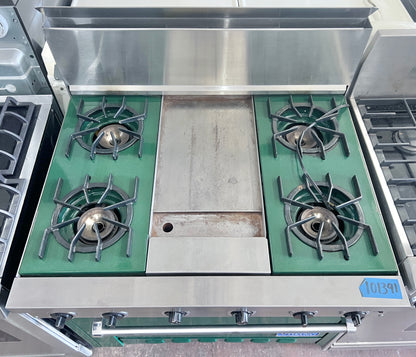 36 Inch Viking Professional 4 Burner , Griddle Gas  Range,  Convection Oven , Green Stainless Steel , 101391