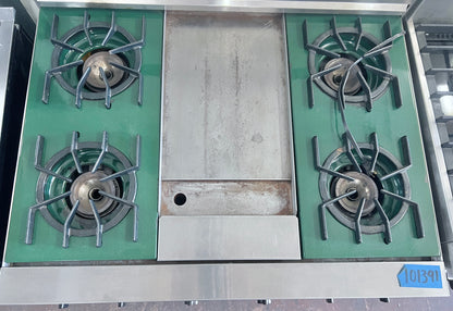 36 Inch Viking Professional 4 Burner , Griddle Gas  Range,  Convection Oven , Green Stainless Steel , 101391