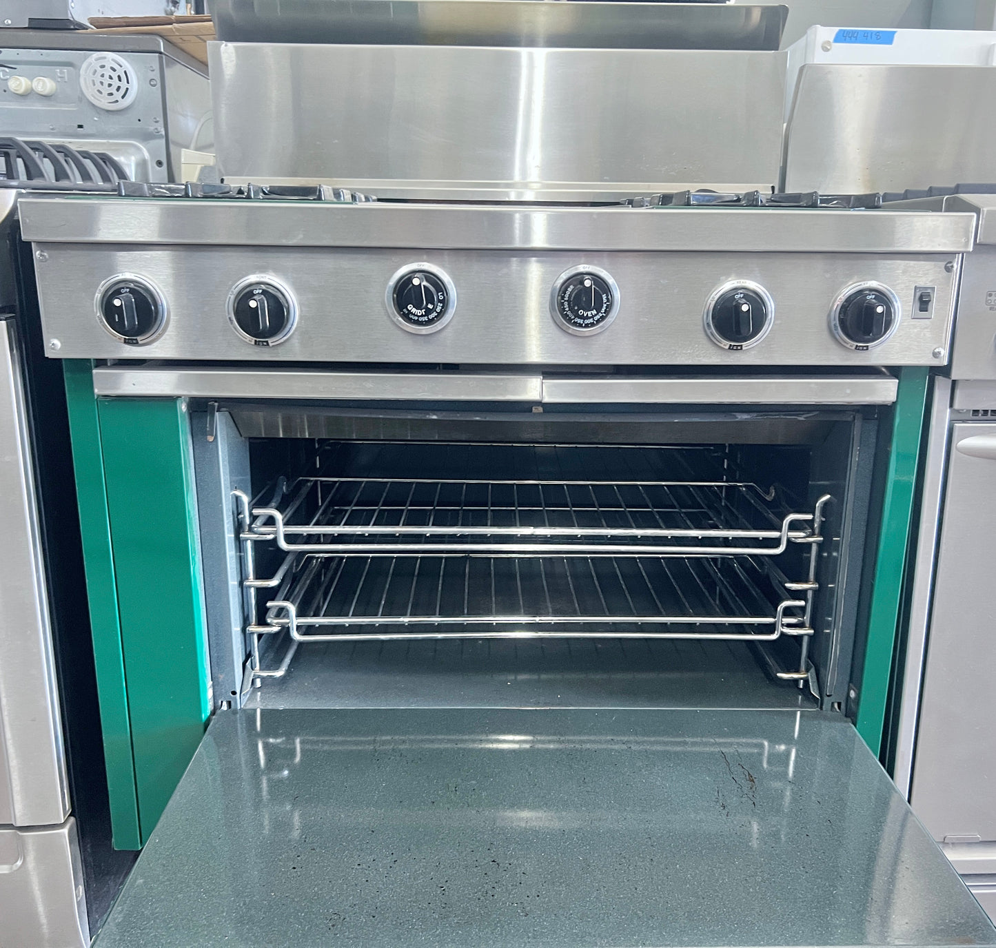 36 Inch Viking Professional 4 Burner , Griddle Gas  Range,  Convection Oven , Green Stainless Steel , 101391