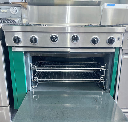 36 Inch Viking Professional 4 Burner , Griddle Gas  Range,  Convection Oven , Green Stainless Steel , 101391