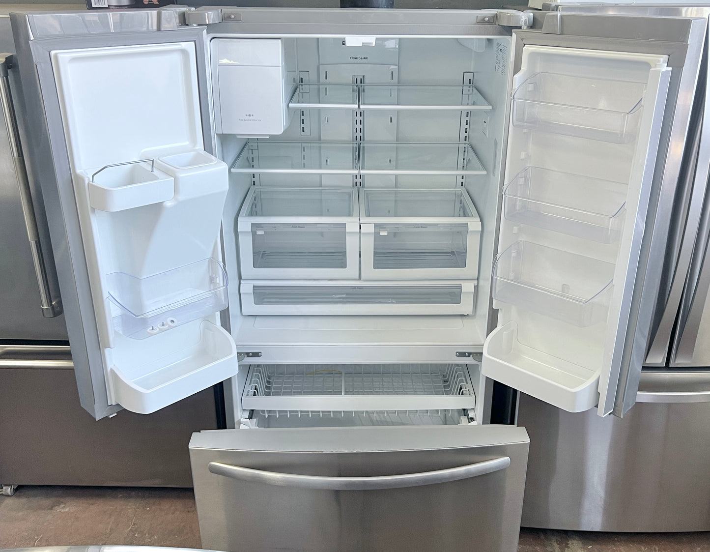 36 Inch Frigidaire  FFHD2250TS Counter Depth French Door Refrigerator , 21.7 Cu. Ft., Adjustable Storage, Glide Crispers Drawers, Ice Maker, Ultra II Water Filtration, Sabbath, Star K, energy star rated,  Stainless Steel , 444277