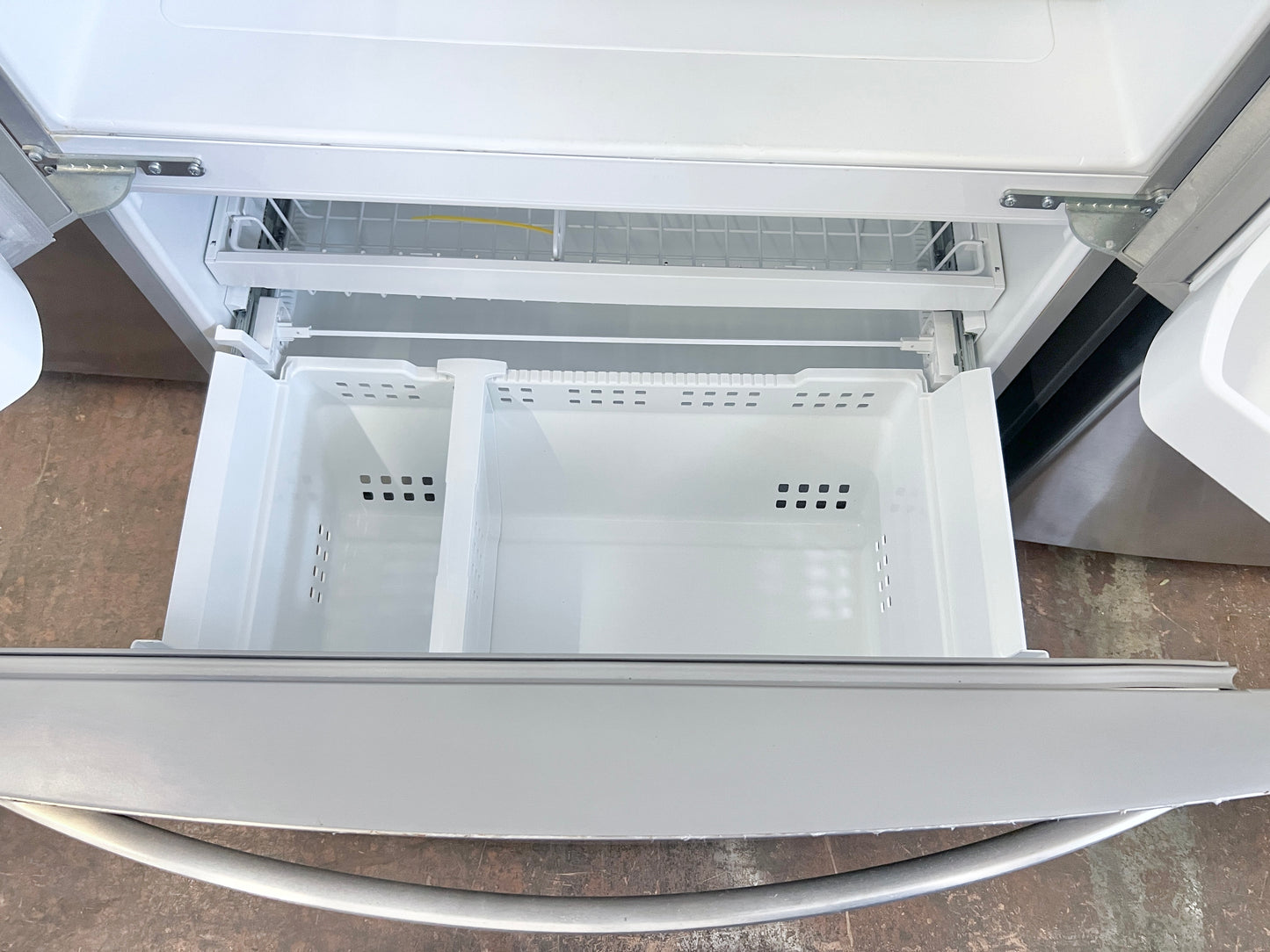 36 Inch Frigidaire  FFHD2250TS Counter Depth French Door Refrigerator , 21.7 Cu. Ft., Adjustable Storage, Glide Crispers Drawers, Ice Maker, Ultra II Water Filtration, Sabbath, Star K, energy star rated,  Stainless Steel , 444277