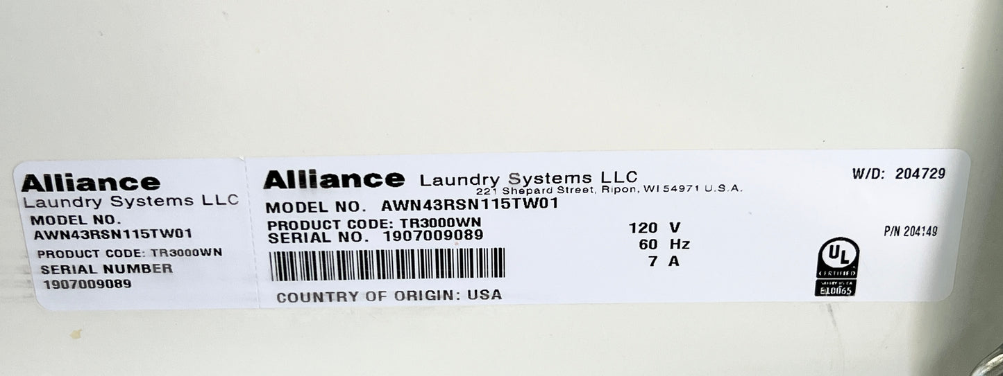 Speed Queen Commercial Top Load Washer Heavy Duty , White , AWN43RSN115TW01 , 444173