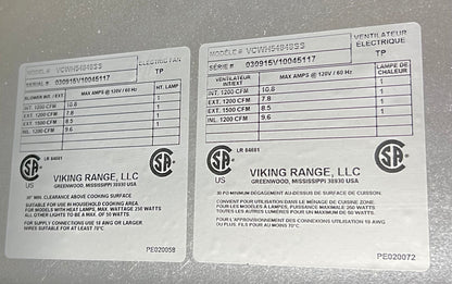 Viking 5 Series VCWH54848SS 48 Inch Wall Mount Range Hood Stainless Steel New Open Box   444273