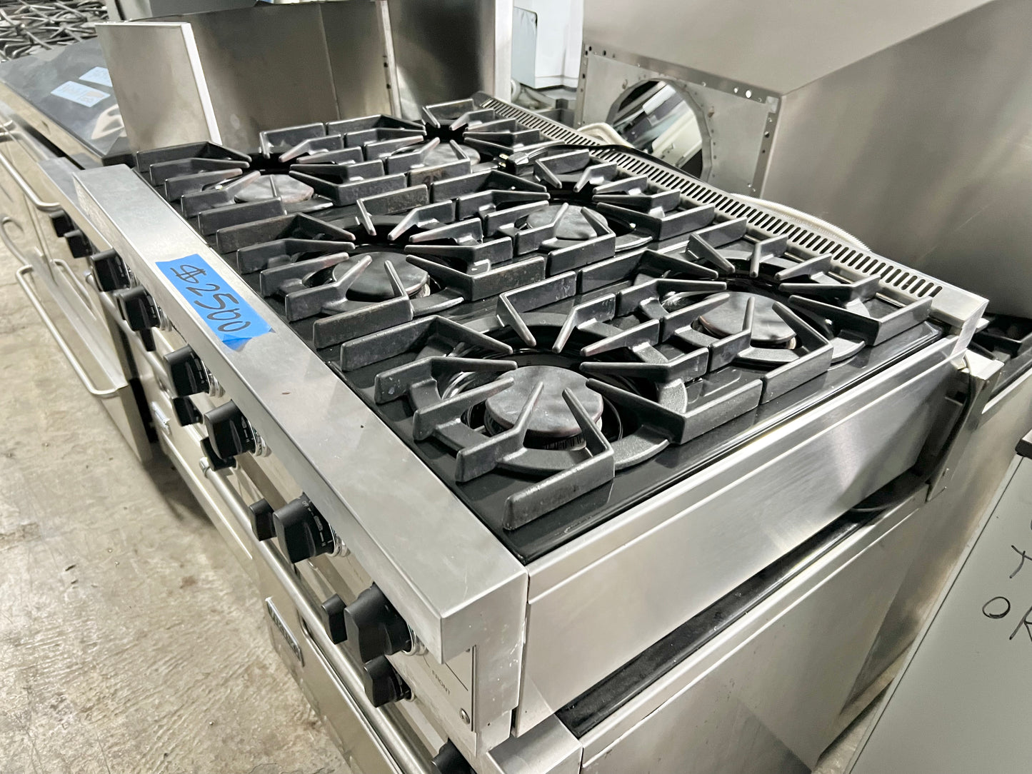 36 Inch Viking Gas Rangetop 6 Open Burner Stainless Steel , Natural Gas , Used Condition , 444260