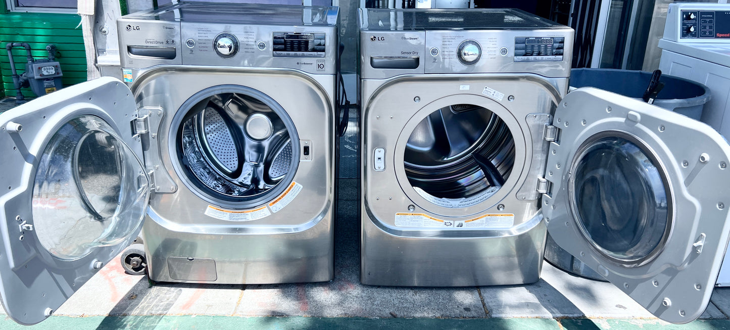 29 inch LG Front Load Washer and Gas Dryer Steam , 9 Cu Ft Capacity Drying , 5.1` Cu Ft Washing Capacity , Graphite Steel , WM8000HVA , DLGX8001V, 444435