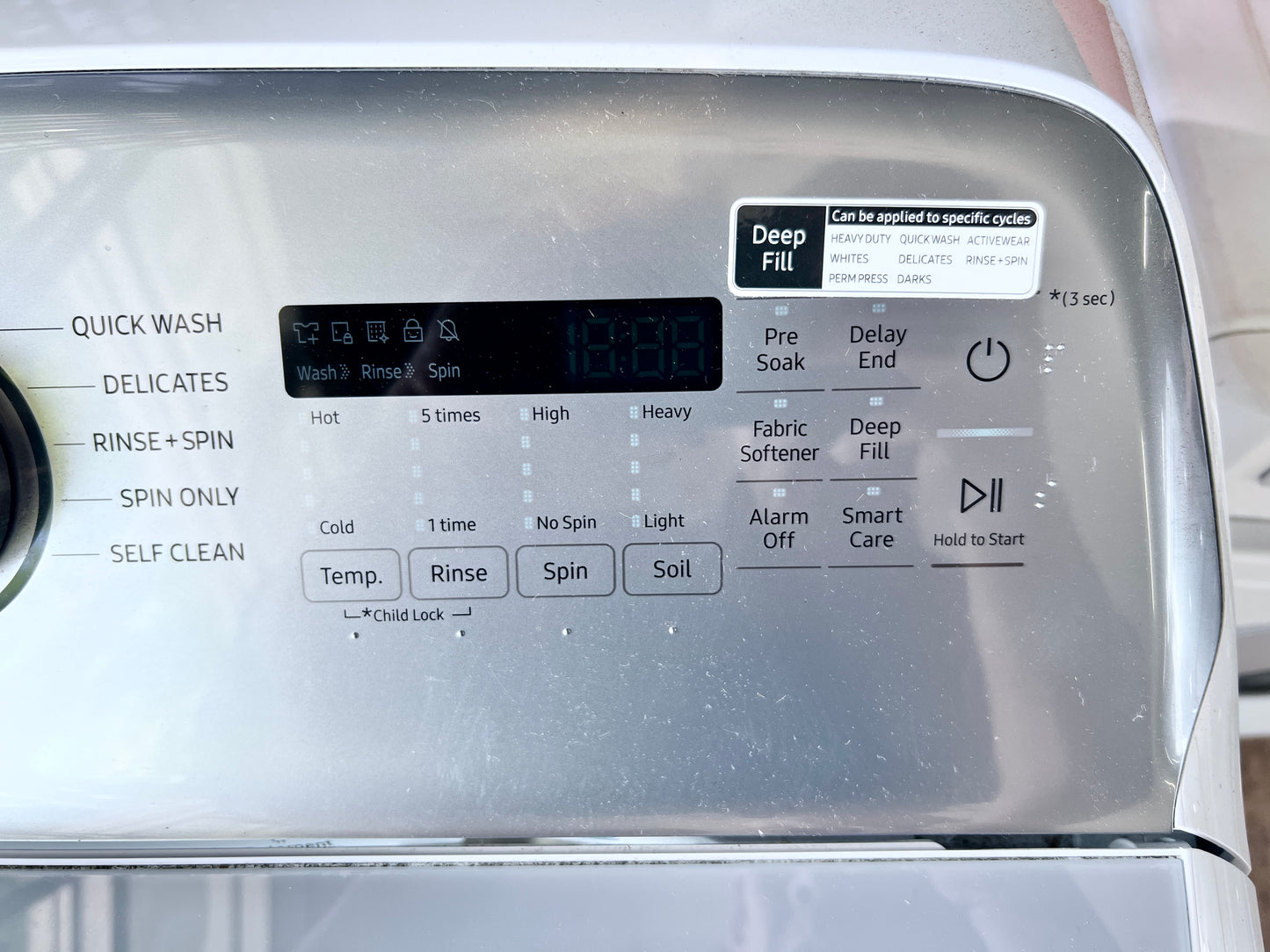 27 Inch Samsung  WA50R5200AW  Top Load Washer 5.0 Cu. Ft., 10 Wash Cycles, Active WaterJet, EZ Access, Deep Fill, Smart Care, VRT Plus, Quick Wash, ENERGY STAR: White , 444436