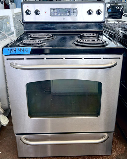 30 Inch GE Electric Freestanding Range , 4 Burner Coil Elements , Stainless Steel , JGP35S0K4SS, 444440