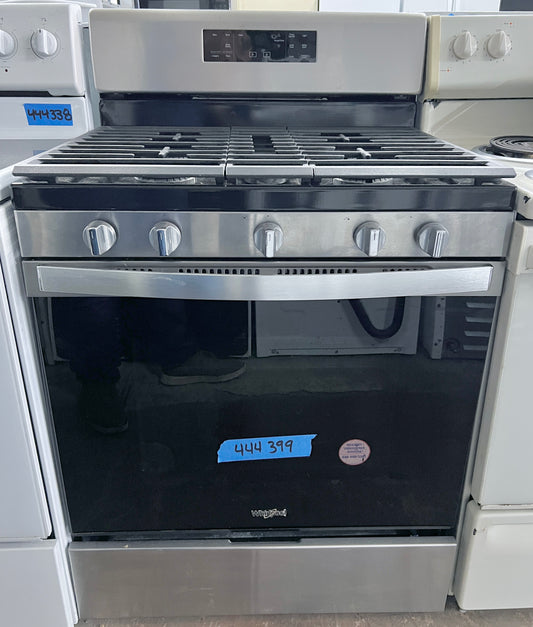 30 Inch Whirlpool  WFG525S0JS  Gas Range 5 Sealed Burners, 5 cu ft Oven, Continuous Grates, Self-Cleaning, Center Oval Burner, Frozen Bake, Stainless Steel ,  Closed Door Broiling, Control Lock , 444399