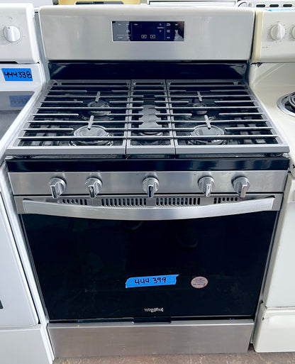 30 Inch Whirlpool  WFG525S0JS  Gas Range 5 Sealed Burners, 5 cu ft Oven, Continuous Grates, Self-Cleaning, Center Oval Burner, Frozen Bake, Stainless Steel ,  Closed Door Broiling, Control Lock , 444399
