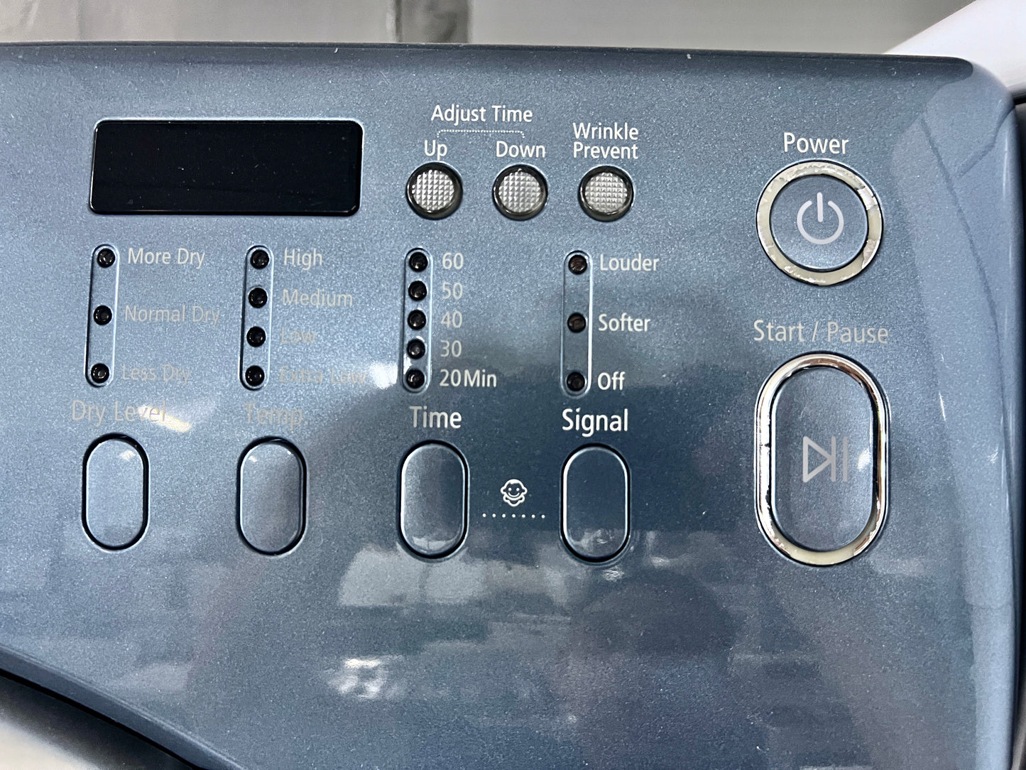 27 Inch Samsung  DV218AEB  Electric Dryer 7.3 cu. ft., 7 Dry Cycles Including Wrinkle Release, 2 Options, 4 Temperature Settings, Sensory Dry, LED Display , Blue , 444443