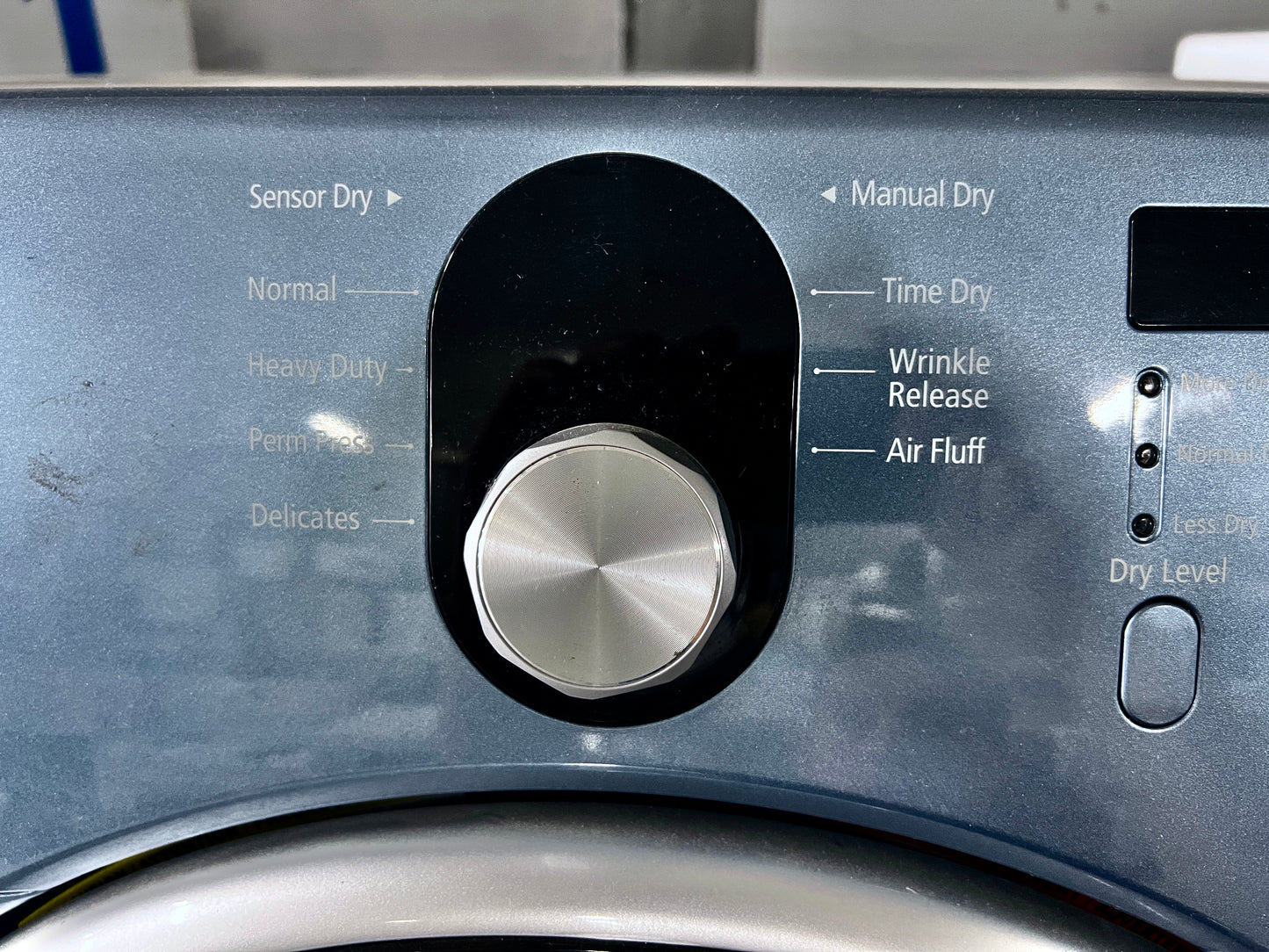 27 Inch Samsung  DV218AEB  Electric Dryer 7.3 cu. ft., 7 Dry Cycles Including Wrinkle Release, 2 Options, 4 Temperature Settings, Sensory Dry, LED Display , Blue , 444443