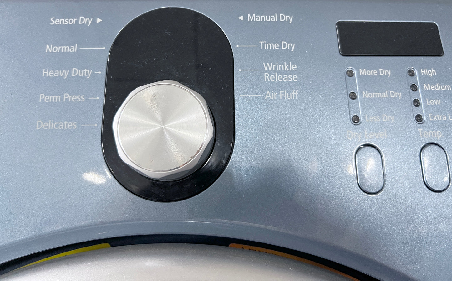 27 Inch Samsung  DV218AEB  Electric Dryer 7.3 cu. ft., 7 Dry Cycles Including Wrinkle Release, 2 Options, 4 Temperature Settings, Sensory Dry, LED Display , Blue , 444443