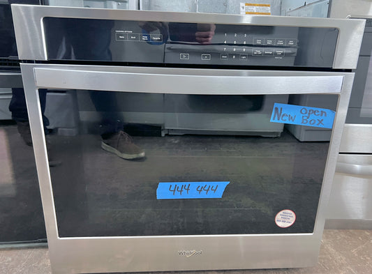 30 Inch Whirlpool  WOS31ES0JS  5.0 Cu. Ft. Electric Single Wall Oven Keep Warm, Self-Clean, 5.0 cu. ft., Hidden Bake, Control Lock, Delay Start, Sabbath, ADA , New Open Box , Stainless Steel , 444444