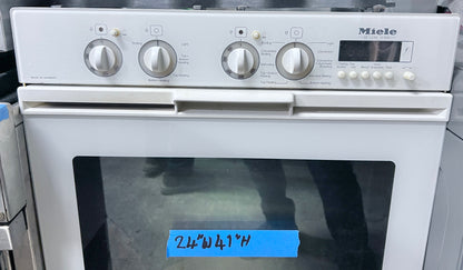 24 Inch Built In Miele Deluxe H806 Vintage Stacked Double Wall Oven , Convection , White , 444455