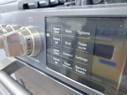 GE Cafe Series 30 Inch  CGS995EELDS Slide In 6 Burner Gas Range , Double Oven, WiFi Connect, Tri-Ring Burner, Oven Meat Probe, Cast Iron Griddle, Convection, Chef Connect, Star-K, ADA and 6.7 cu. ft. Black Slate , 444460