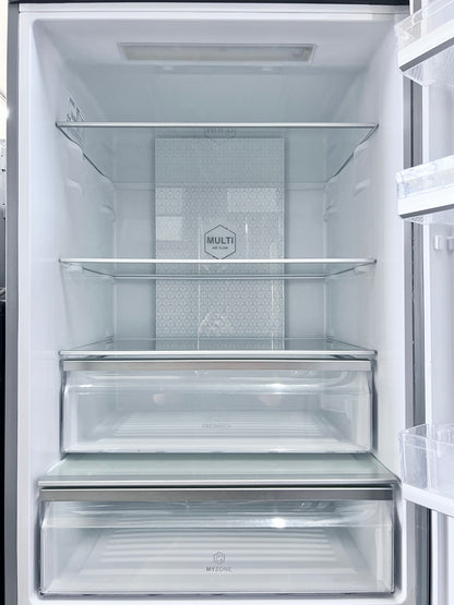 28 Inch Haier  HRB15N3BGS Counter Depth Bottom Freezer Stainless Steel Refrigerator LED Lighting, 15 cu. ft. Sabbath Mode Energy Star , 444461