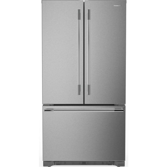 Kitchenaid KRFC136TPS Counter Depth Refrigerator French Door Style , Internal Ice and Water Dispenser , 22 Cu Ft , Print Shield Stainless Steel , 36 inch , 333006