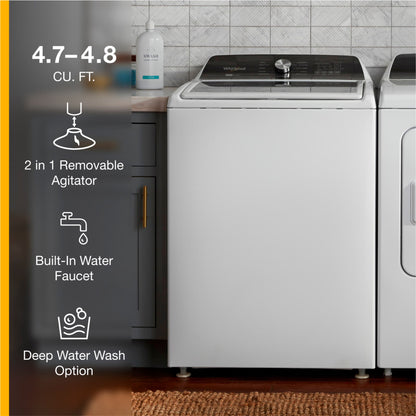 Whirlpool WTW5057LW  Top Load Washer Machine , HE Agitator , Removable Agitator , White , 28 Inch , New , 999020
