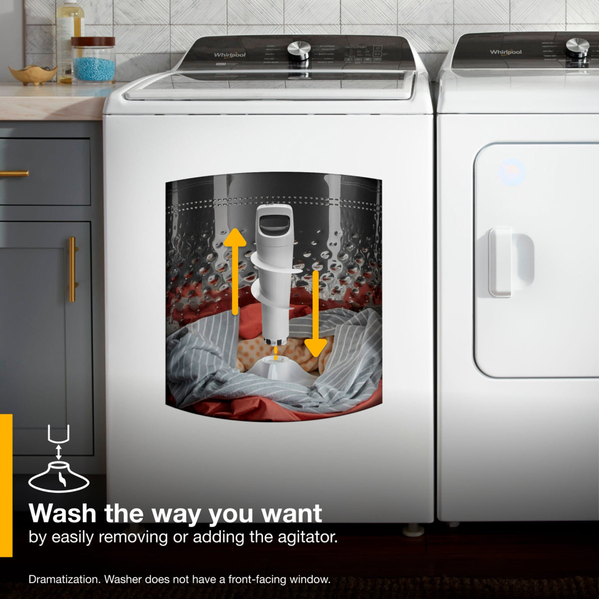 Whirlpool WTW5057LW  Top Load Washer Machine , HE Agitator , Removable Agitator , White , 28 Inch , New , 999020