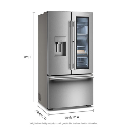 Kitchenaid KRFC936SPS Counter Depth Refrigerator with ClearVue , 24 Cu Ft , French Door Style , 36 Inch , Print Shield Stainless Steel , 333012
