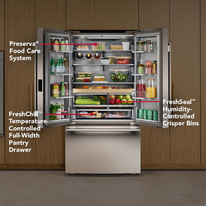 Kitchenaid KRFC336SPS Counter Depth Refrigerator French Door Style , Internal ice and Water , 24 Cu Ft , Print Shield Stainless Steel , 36 Inch , 333005