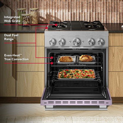 KFDS930SWF Kitchenaid Gas Range Commercial Style Dual Fuel Air Fry Oven , Convection , 4 Burner Stainless Steel and Wildflower Pink 30 Inch 013011