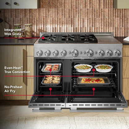 KFGD948SSS Kitchenaid Gas Range Commercial Style with Griddle and 6 Burner , Air Fry Oven , Convection , Stainless Steel 48 Inch 013004
