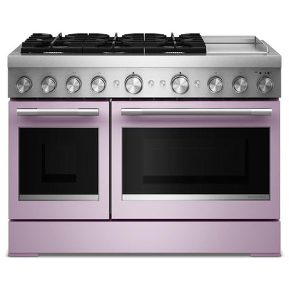 KFDD948SWF Kitchenaid Gas Range Commercial Style Dual Fuel with  Griddle , Convection Oven , Stainless Steel Wildflower Pink 48 inch 013010