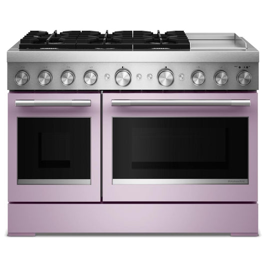 KFDD948SWF Kitchenaid Gas Range Commercial Style Dual Fuel with  Griddle , Convection Oven , Stainless Steel Wildflower Pink 48 inch 013010