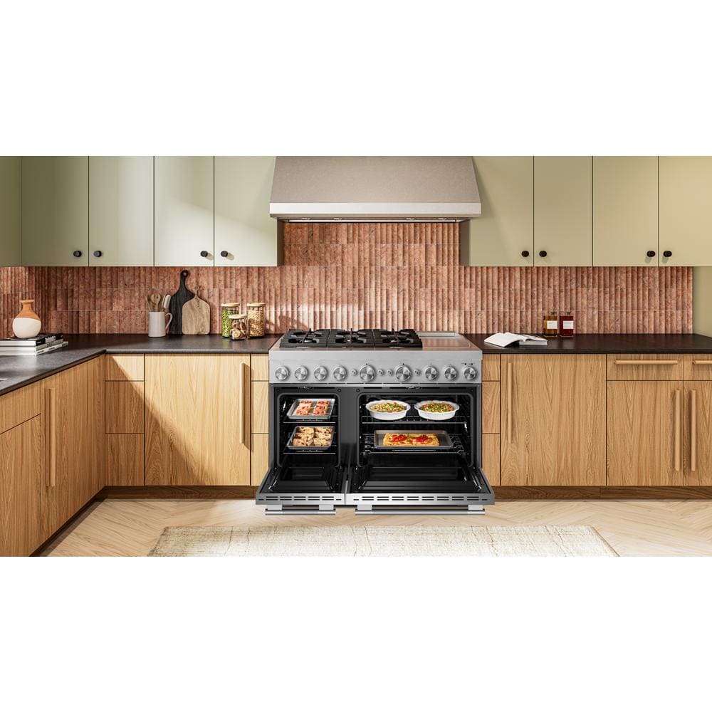 KFDD948SSS Kitchenaid Gas Range Commercial Style Dual Fuel with Griddle and Air Fry Oven , Convection , 6 Burner , Stainless Steel 48 Inch 013009