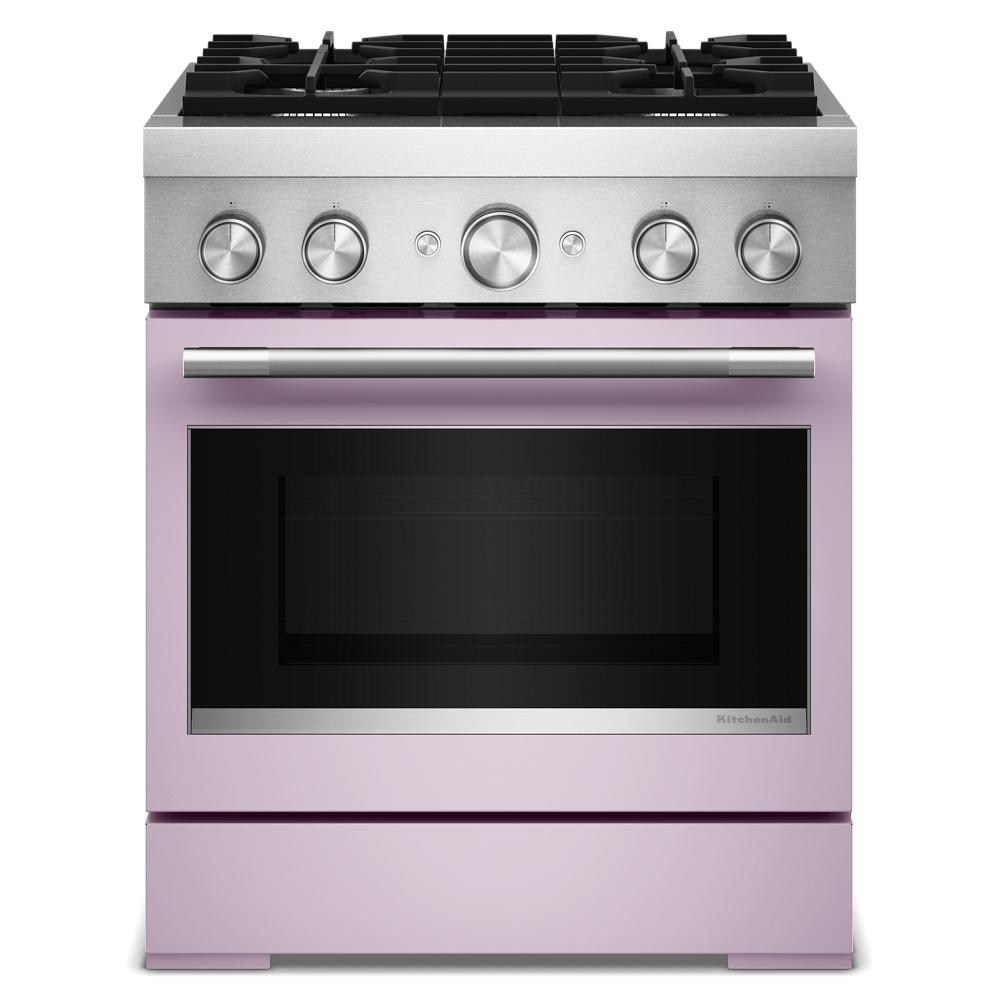 KFDS930SWF Kitchenaid Gas Range Commercial Style Dual Fuel Air Fry Oven , Convection , 4 Burner Stainless Steel and Wildflower Pink 30 Inch 013011