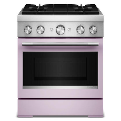 KFDS930SWF Kitchenaid Gas Range Commercial Style Dual Fuel Air Fry Oven , Convection , 4 Burner Stainless Steel and Wildflower Pink 30 Inch 013011