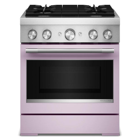 KFDS930SWF Kitchenaid Gas Range Commercial Style Dual Fuel Air Fry Oven , Convection , 4 Burner Stainless Steel and Wildflower Pink 30 Inch 013011