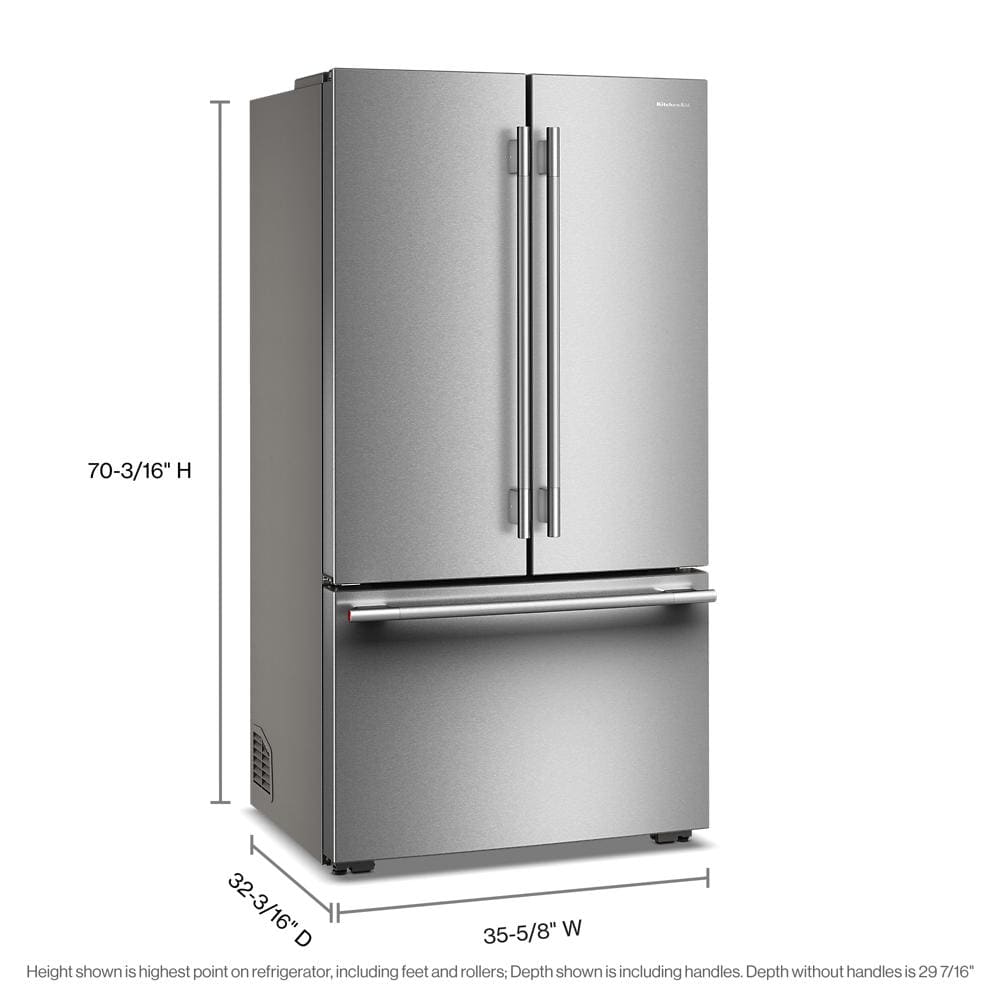 Kitchenaid KRFC236SPS Counter Depth Refrigerator French Door Style , Internal Ice and Water Dispenser , 24 Cu Ft , Print Shield Stainless Steel , 36 Inch , 333008