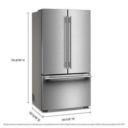 Kitchenaid KRFC236SPS Counter Depth Refrigerator French Door Style , Internal Ice and Water Dispenser , 24 Cu Ft , Print Shield Stainless Steel , 36 Inch , 333008