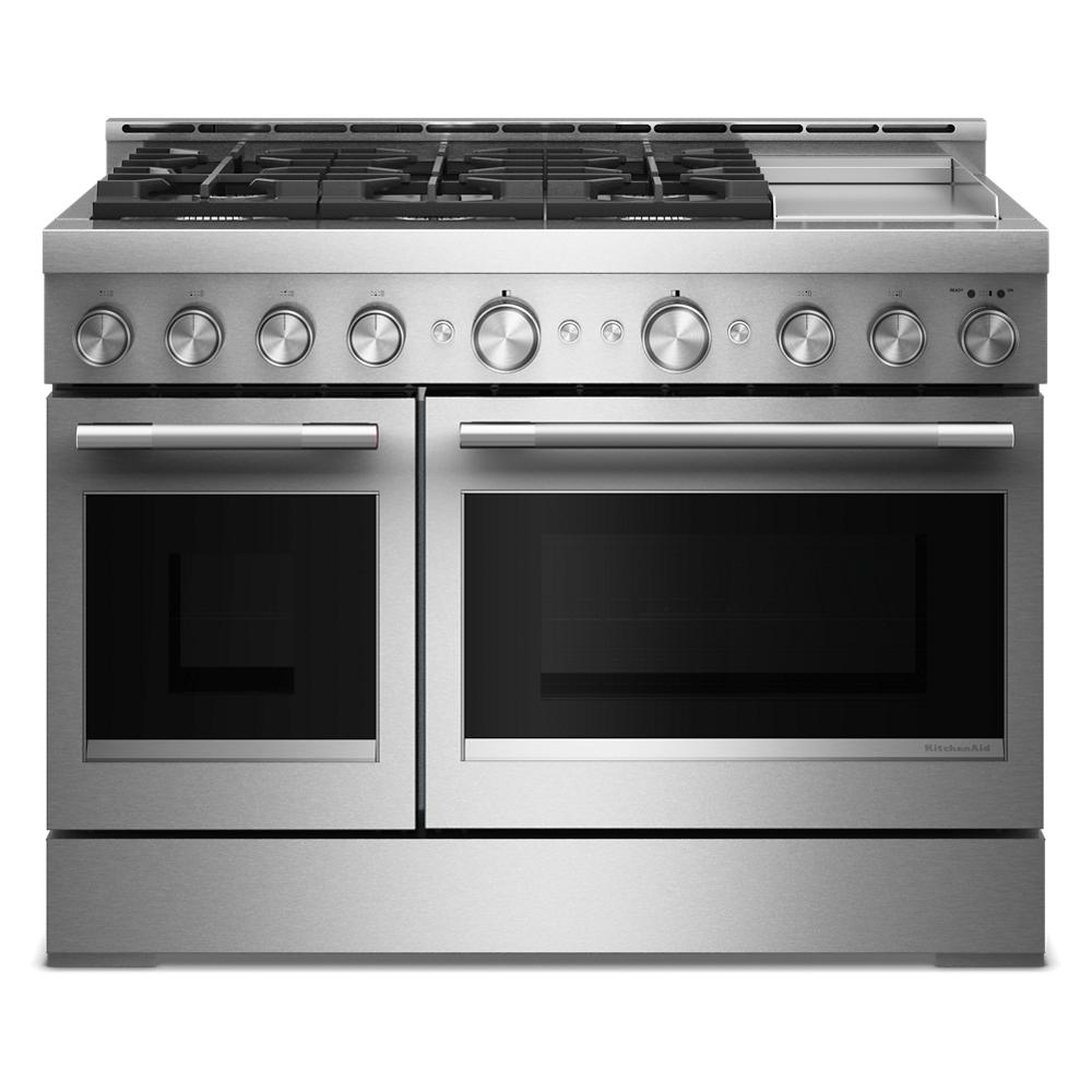 KFGD948SSS Kitchenaid Gas Range Commercial Style with Griddle and 6 Burner , Air Fry Oven , Convection , Stainless Steel 48 Inch 013004