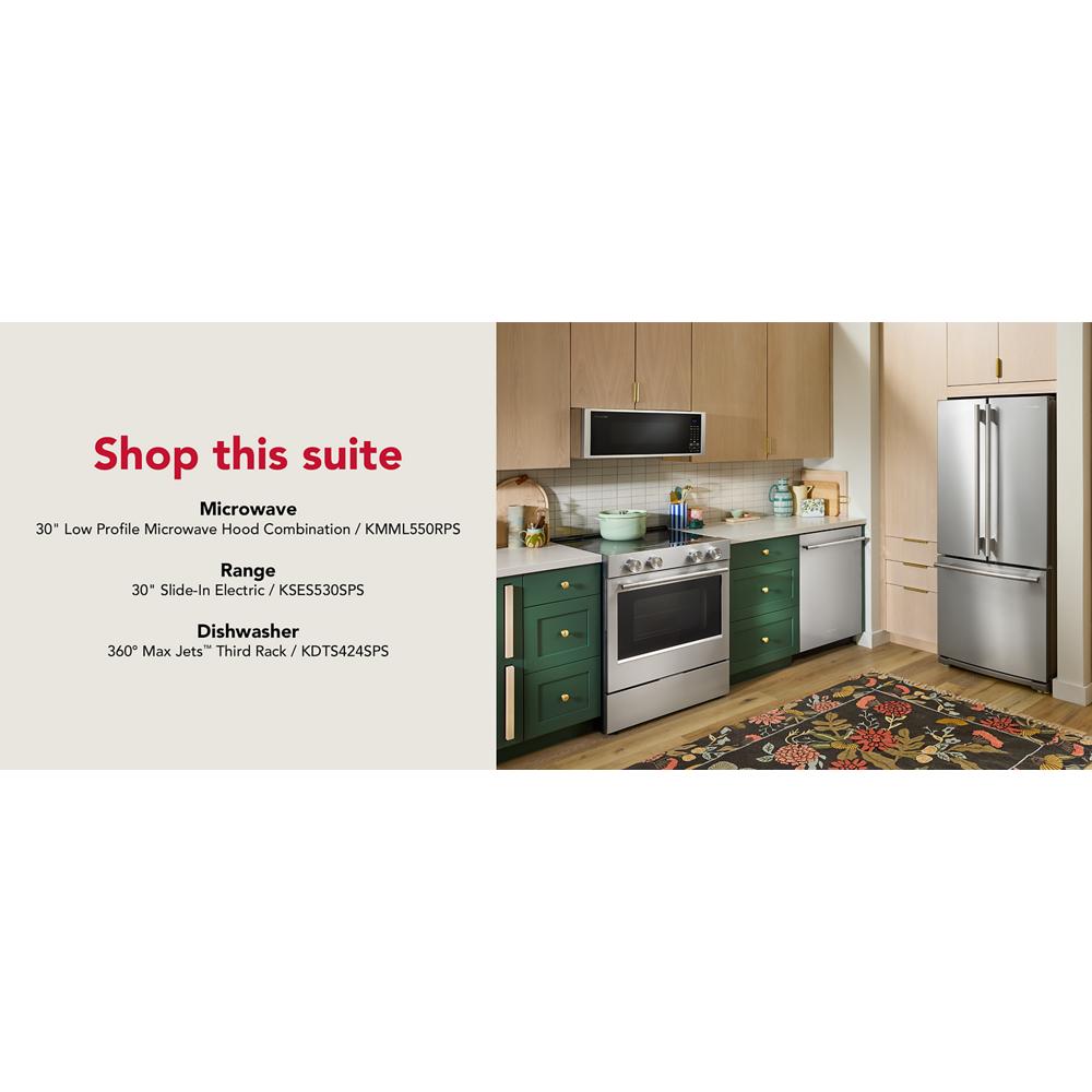 Kitchenaid KRFF330SPS Standard Depth French Door Refrigerator , Internal Water and Ice , 20 Cu Ft , 30 Inch Width , Print Shield Stainless Steel , 333010