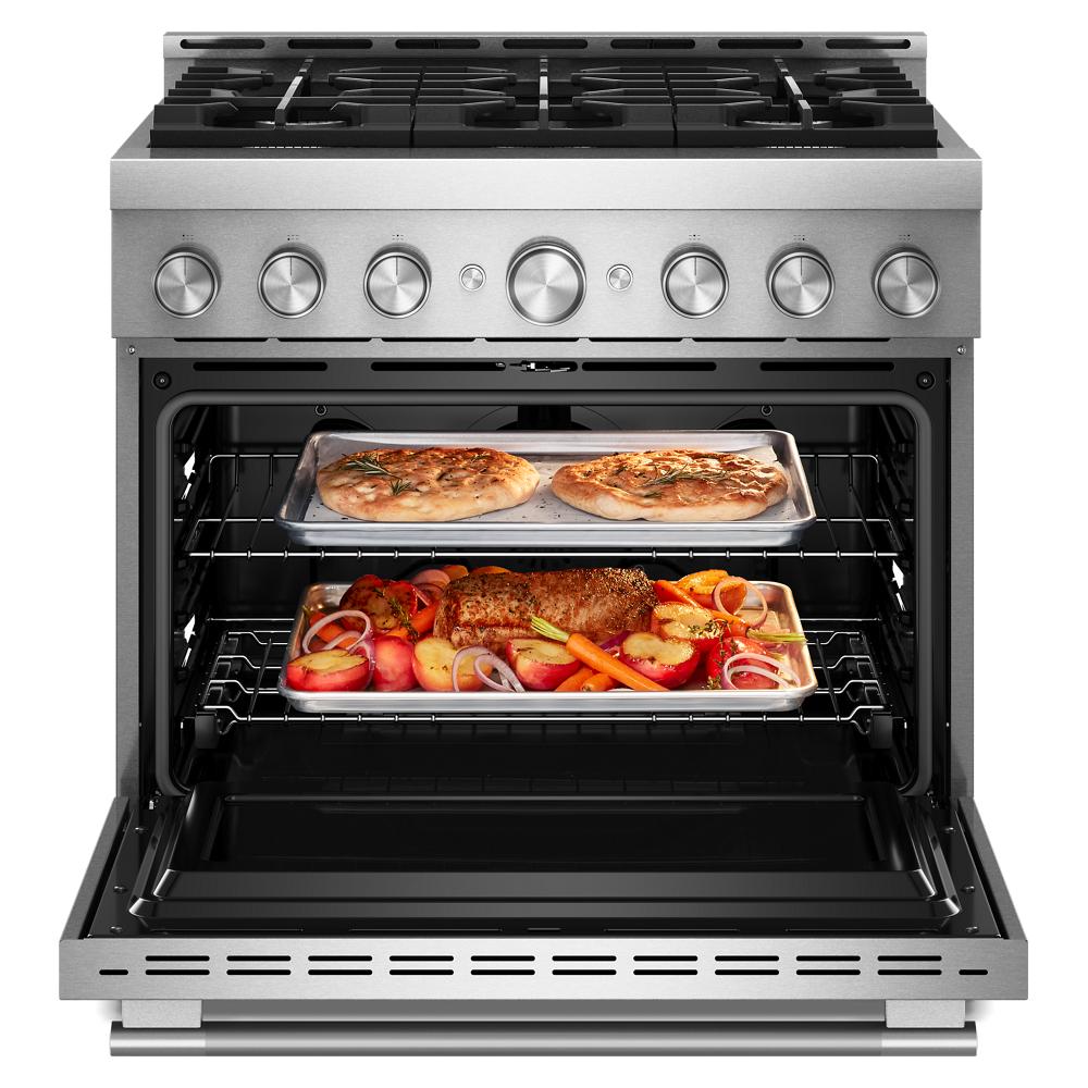 KFGS936SSS Kitchenaid Gas Range Commercial Style with Air Fry Oven , Convection , 6 Burner , Stainless Steel 36 Inch 013005