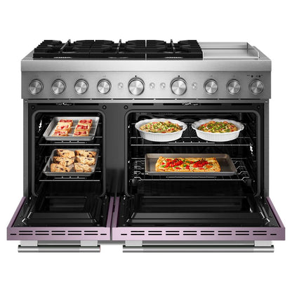 KFDD948SWF Kitchenaid Gas Range Commercial Style Dual Fuel with  Griddle , Convection Oven , Stainless Steel Wildflower Pink 48 inch 013010