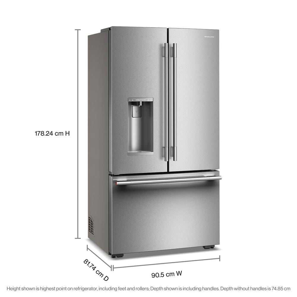 Kitchenaid KRFC636SPS Counter Depth Refrigerator French Door Style , Dual Ice , Auto Fill , Exterior Ice and Water , 23 Cu Ft , Print Shield Stainless Steel , 36 Inch 333004