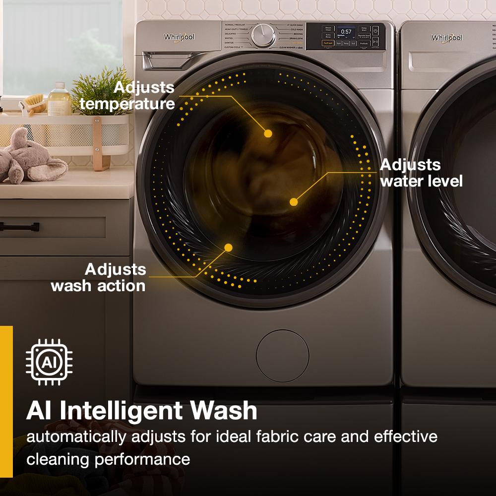 Whirlpool WFW5720RR Smart 4.5 Cu Ft Washer Front Load Radiant Silver Energy Star 27 inch New 999007