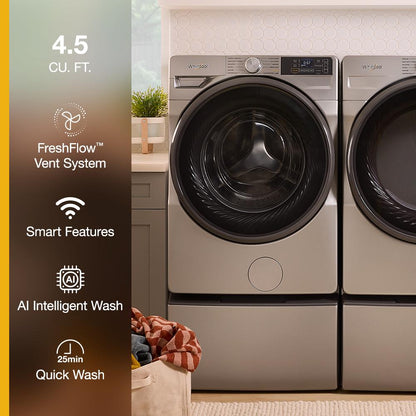 Whirlpool WFW5720RR Smart 4.5 Cu Ft Washer Front Load Radiant Silver Energy Star 27 inch New 999007