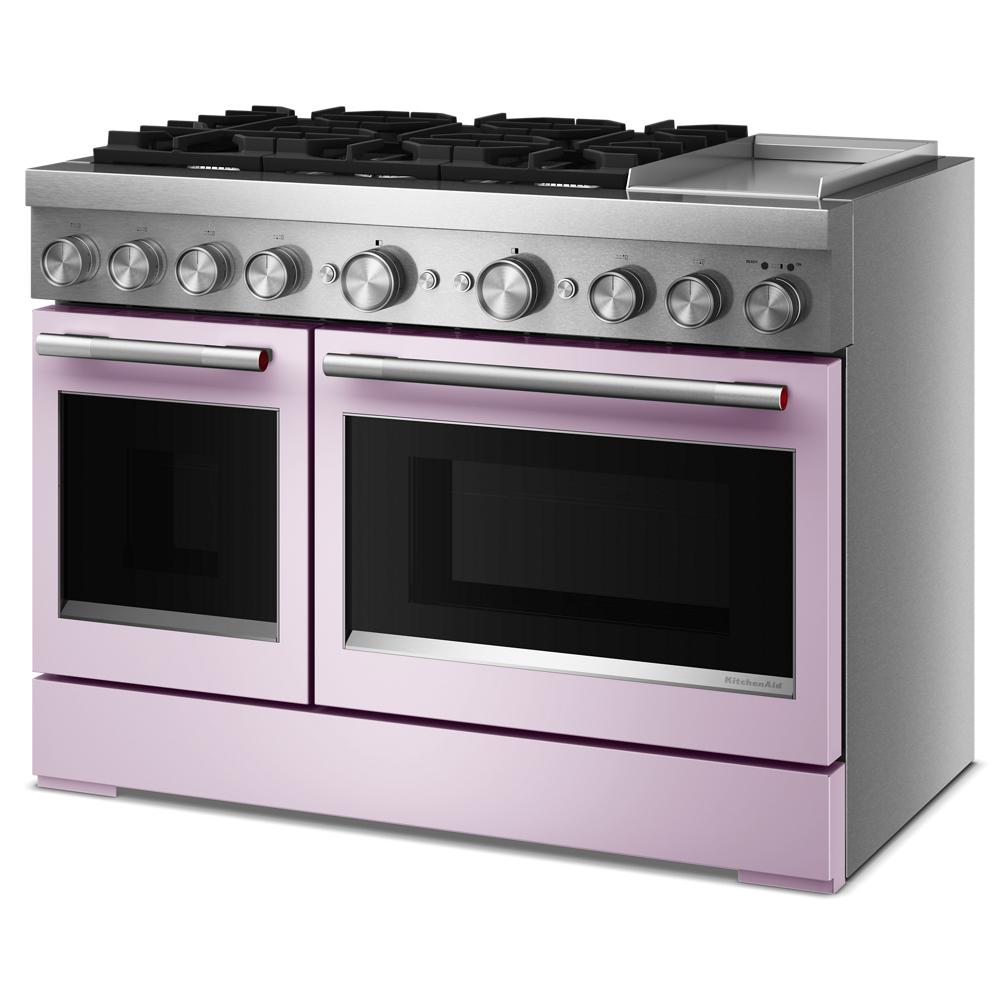 KFDD948SWF Kitchenaid Gas Range Commercial Style Dual Fuel with  Griddle , Convection Oven , Stainless Steel Wildflower Pink 48 inch 013010