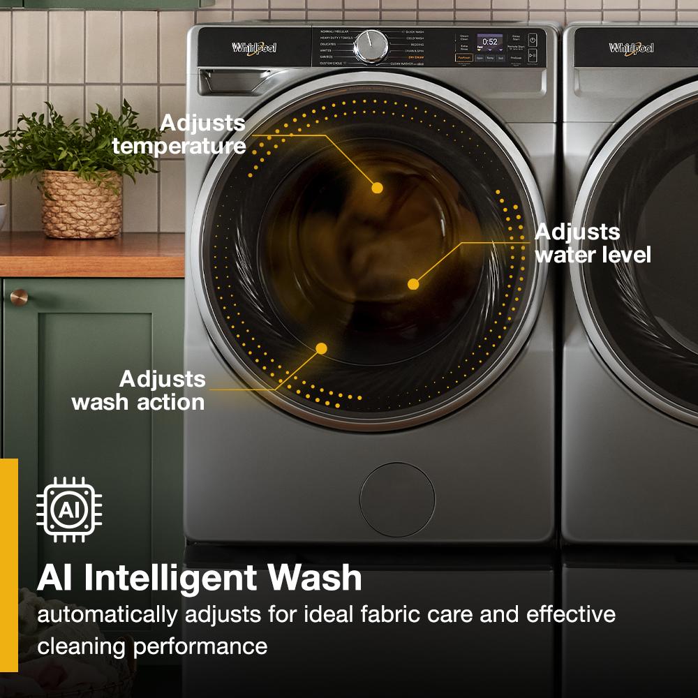 Whirlpool WFW6720RR Smart 5.0 Cu Ft Steam Washer Front Load Radiant Silver Energy Star , 27 Inch , New 999005