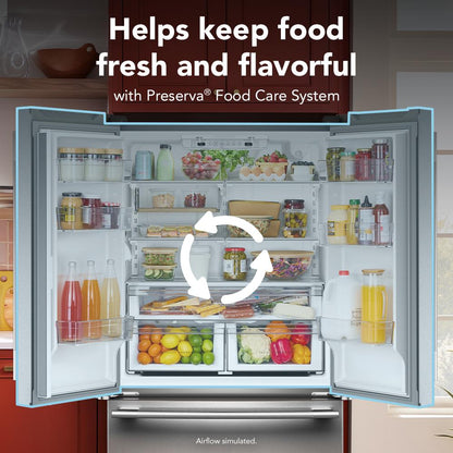 Kitchenaid KRFC136SPS Counter Depth Refrigerator French Door Style , Internal ice and Water Dispenser , 20 Cu Ft , Print Shield Stainless Steel , 36 Inch , 333009