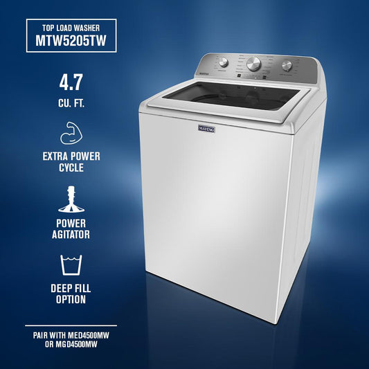 Maytag WTW4307SW  Top Load Washer MTW5205TW ,Agitator , 27 Inch , White , New , 999019