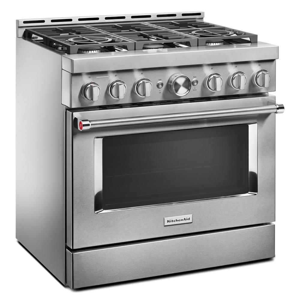 KFGC506JSS Kitchenaid Gas Range Stainless Steel Commercial Style with 6 Burner , simmer , True Convection Oven 36 inch 013002