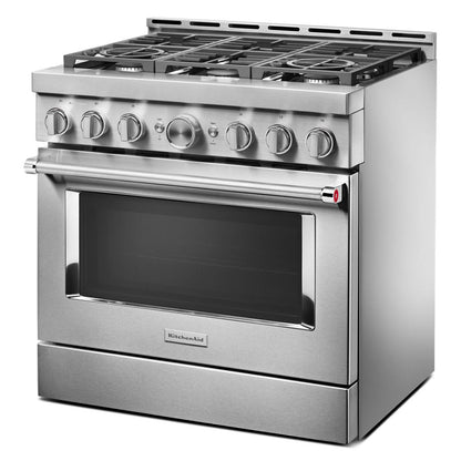 KFGC506JSS Kitchenaid Gas Range Stainless Steel Commercial Style with 6 Burner , simmer , True Convection Oven 36 inch 013002